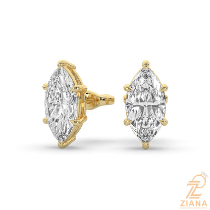 Marquise Cut Solitaire Diamond Stud Earrings