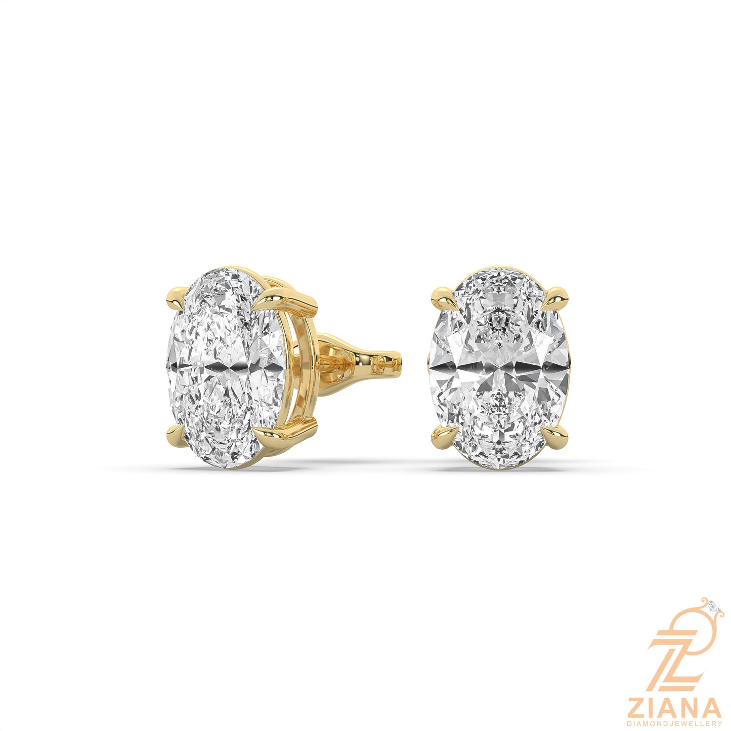 oval cut solitaire diamond stud earrings
