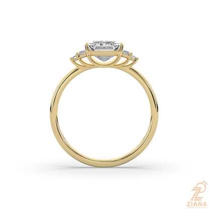 Emerald Cut Three Stone Lab Grown Diamond Engagement Ring