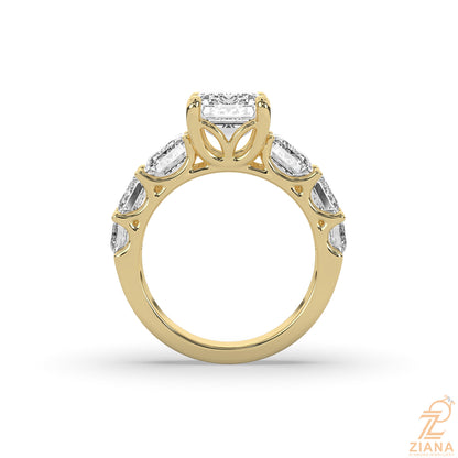 Emerald Cut Diamond Seven Stone Engagement Ring