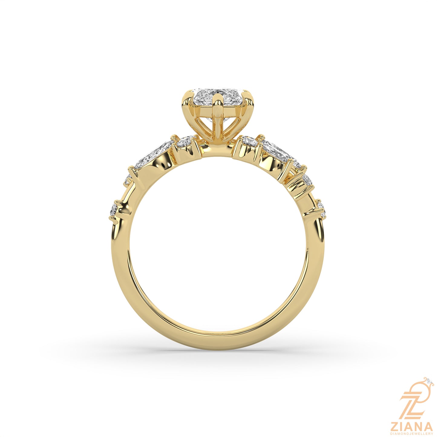 marquise diamond floral engagement ring