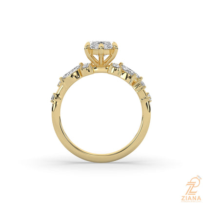 Marquise Diamond Floral Engagement Ring