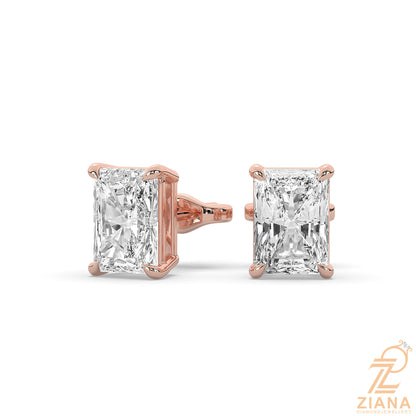 Radiant Cut Solitaire Diamond Stud Earrings
