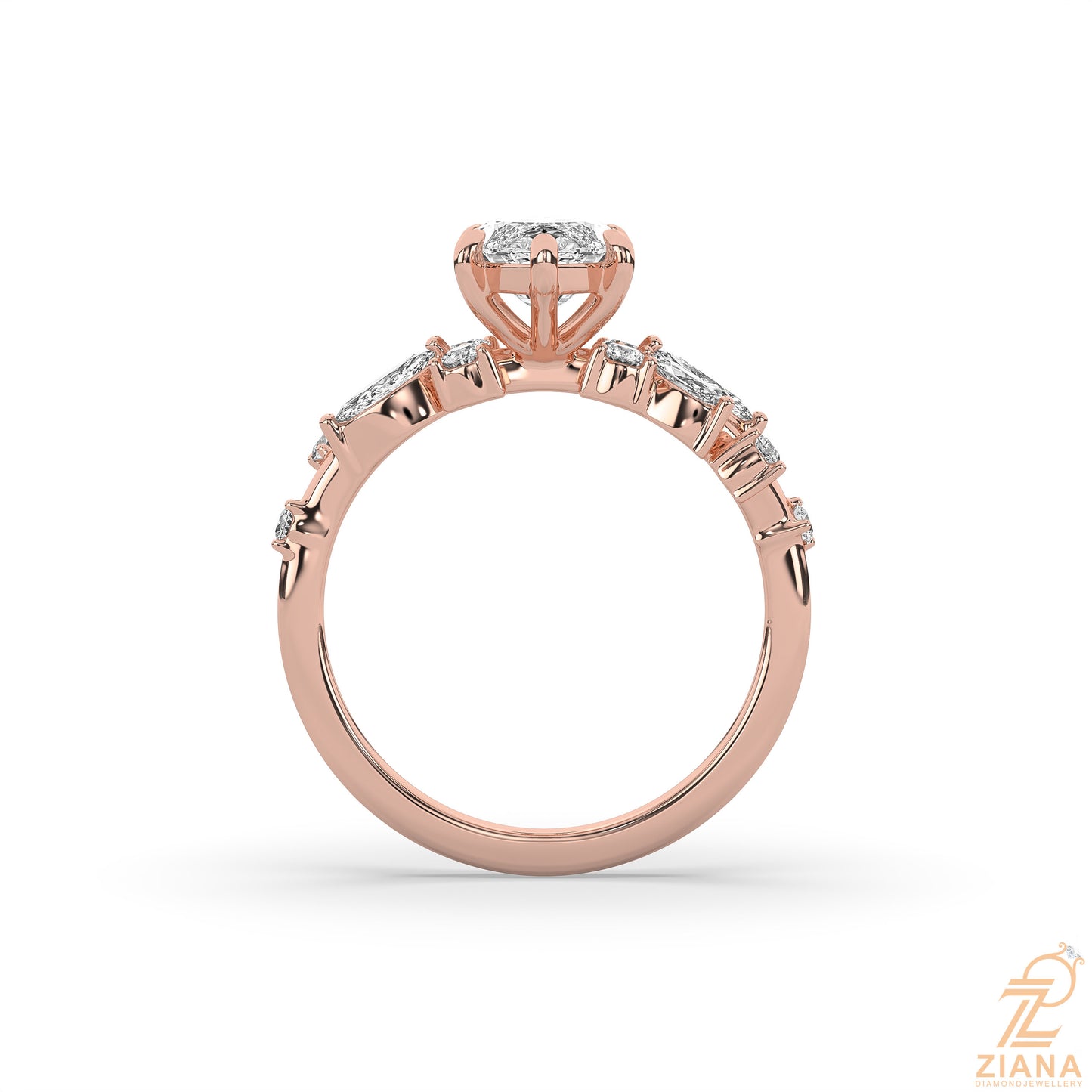 marquise diamond floral engagement ring