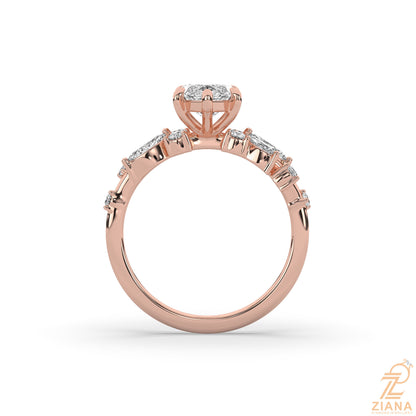 Marquise Diamond Floral Engagement Ring
