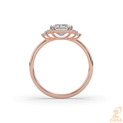 Emerald Cut Three Stone Lab Grown Diamond Engagement Ring
