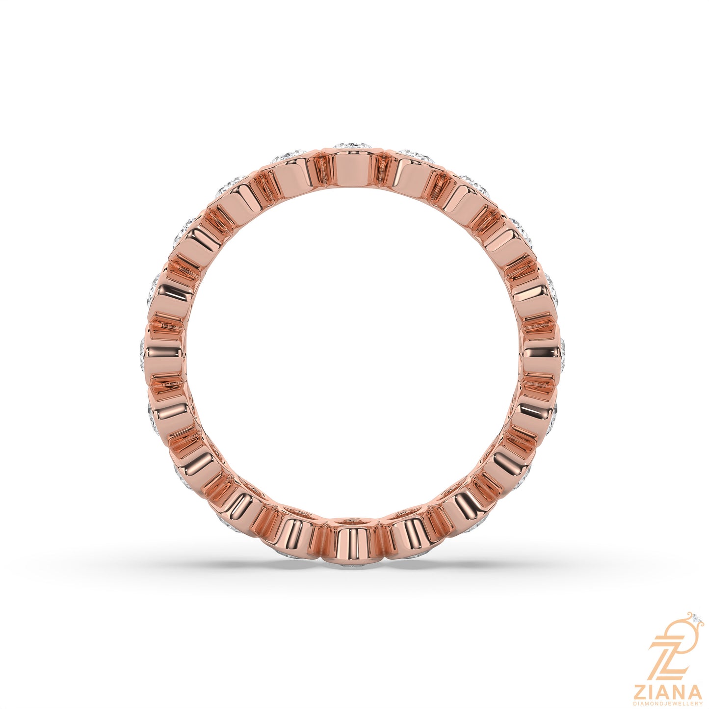oval bezel set diamond eternity ring