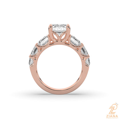 Emerald Cut Diamond Seven Stone Engagement Ring