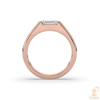 Emerald Cut Solitaire Signet Ring