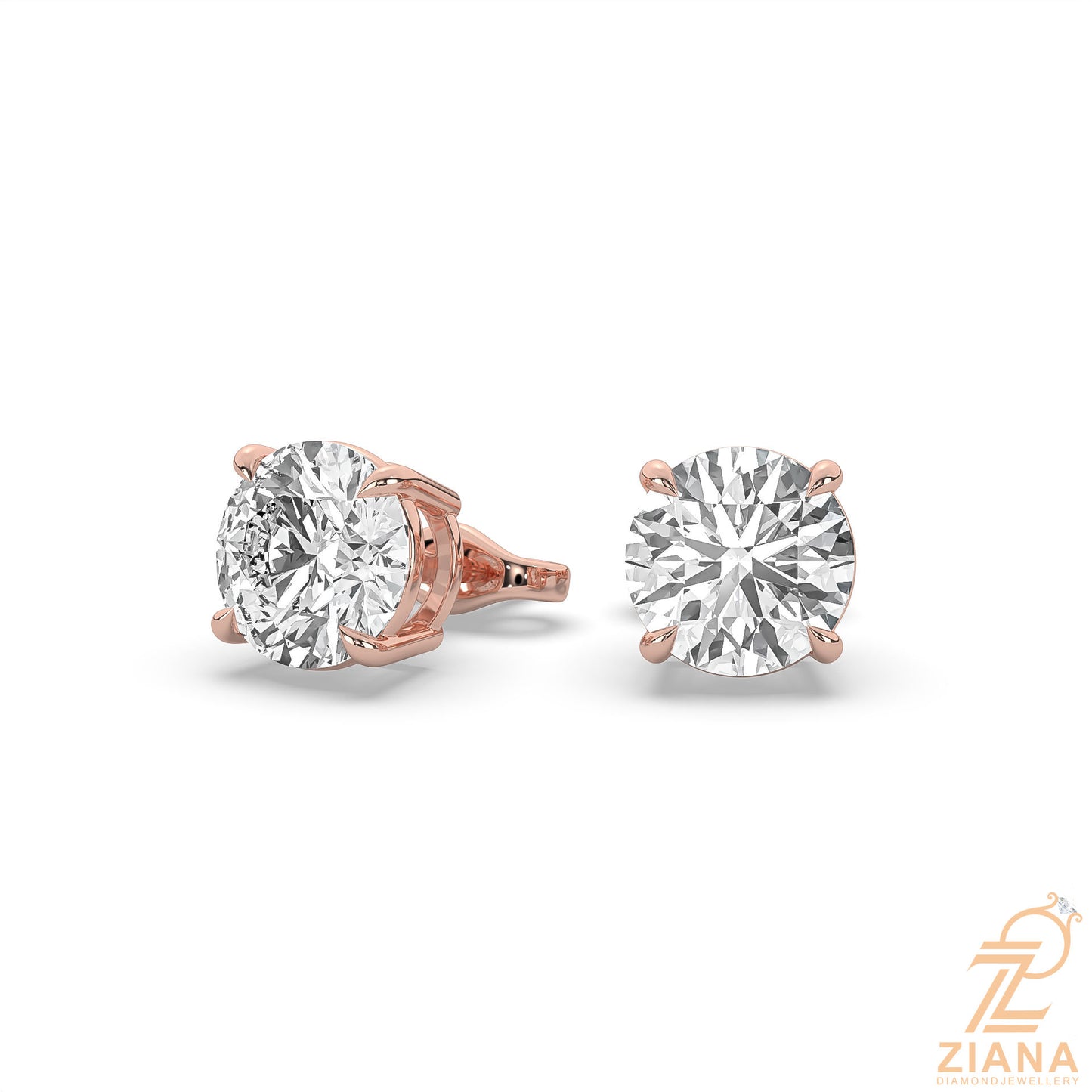 round brilliant solitaire diamond stud earrings