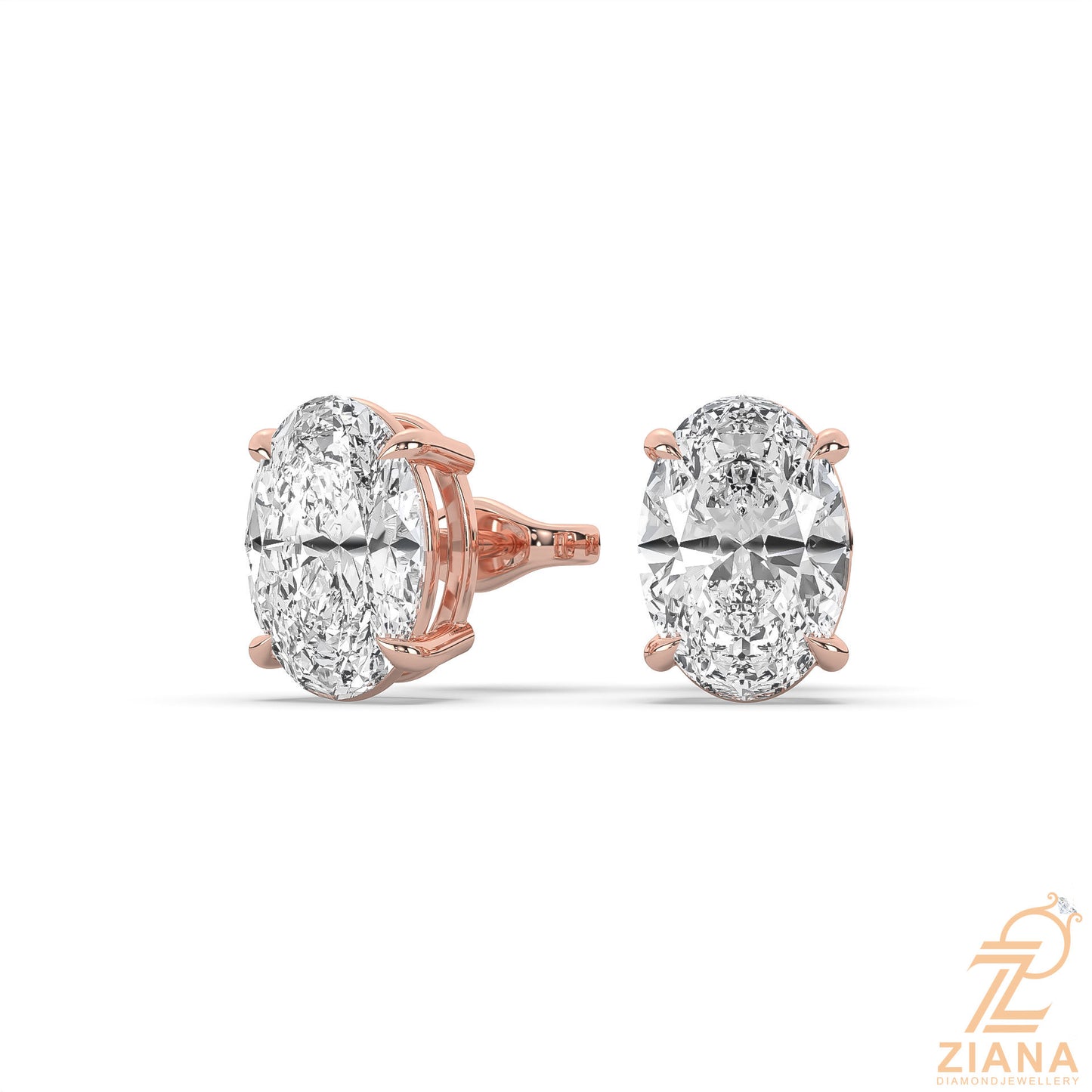oval cut solitaire diamond stud earrings
