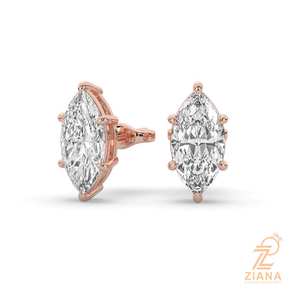 Marquise Cut Solitaire Diamond Stud Earrings