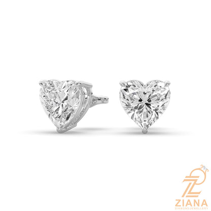 Heart Cut Solitaire Diamond Stud Earrings