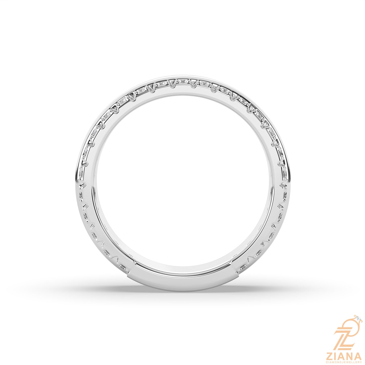 classic channel set diamond wedding band ring