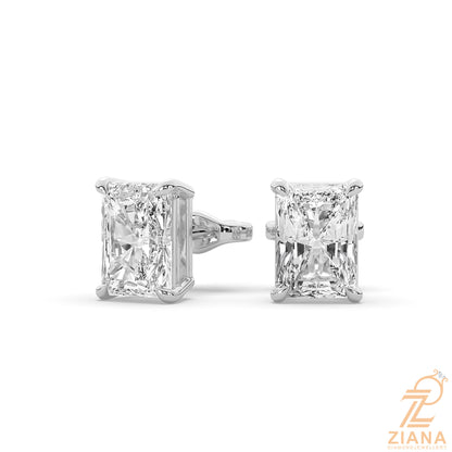 Radiant Cut Solitaire Diamond Stud Earrings