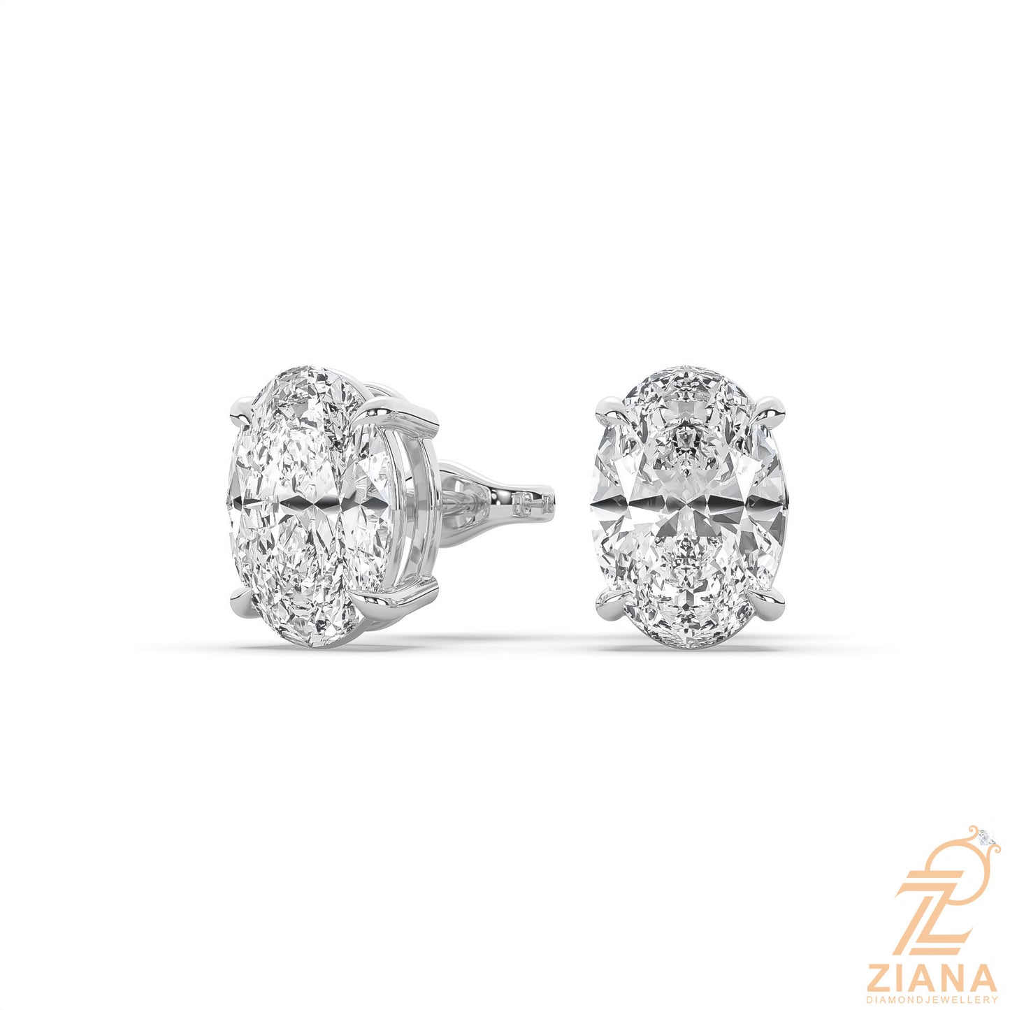 oval cut solitaire diamond stud earrings