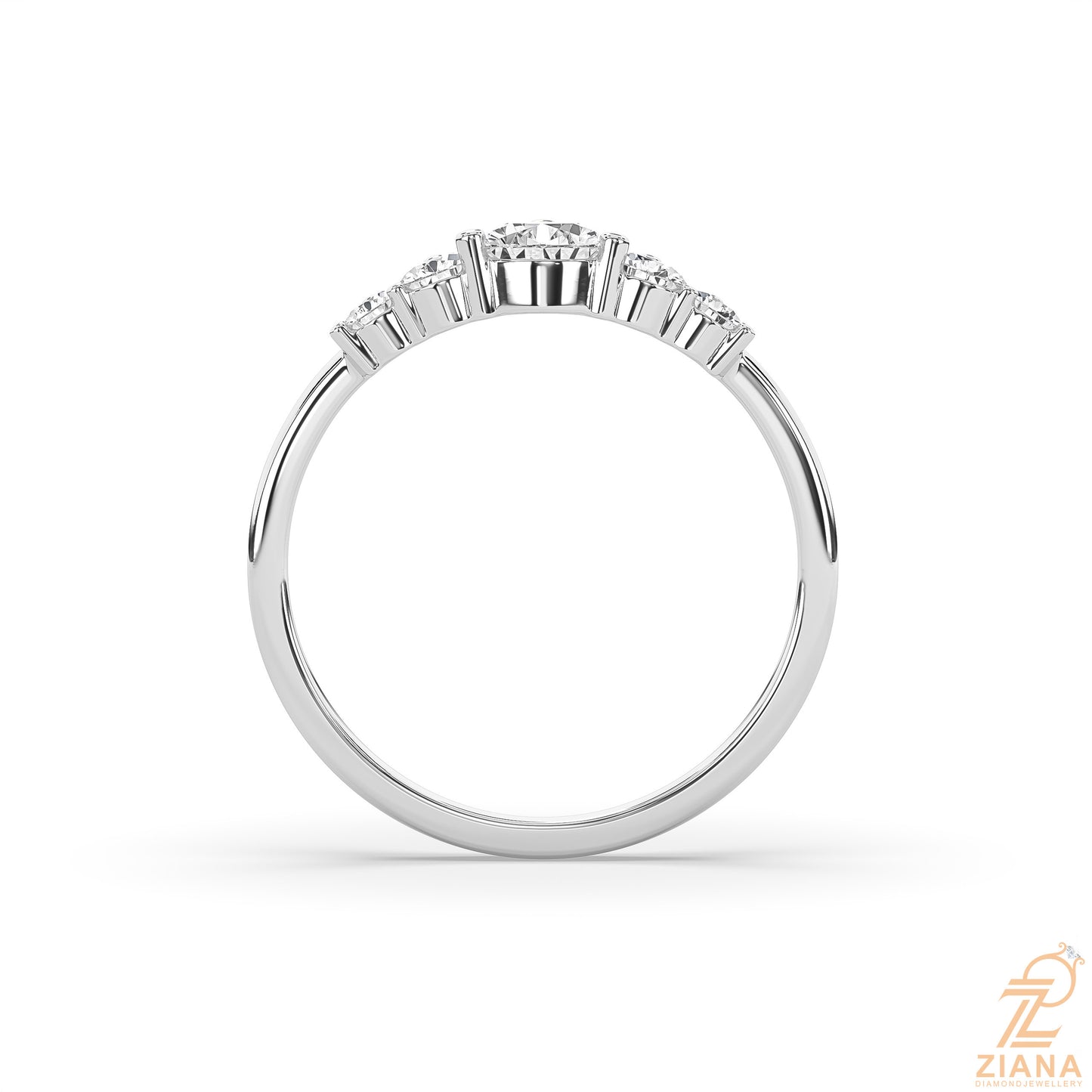 five stone pear diamond engagement ring