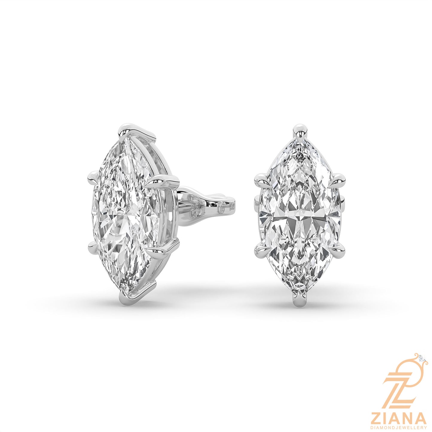 marquise cut solitaire diamond stud earrings