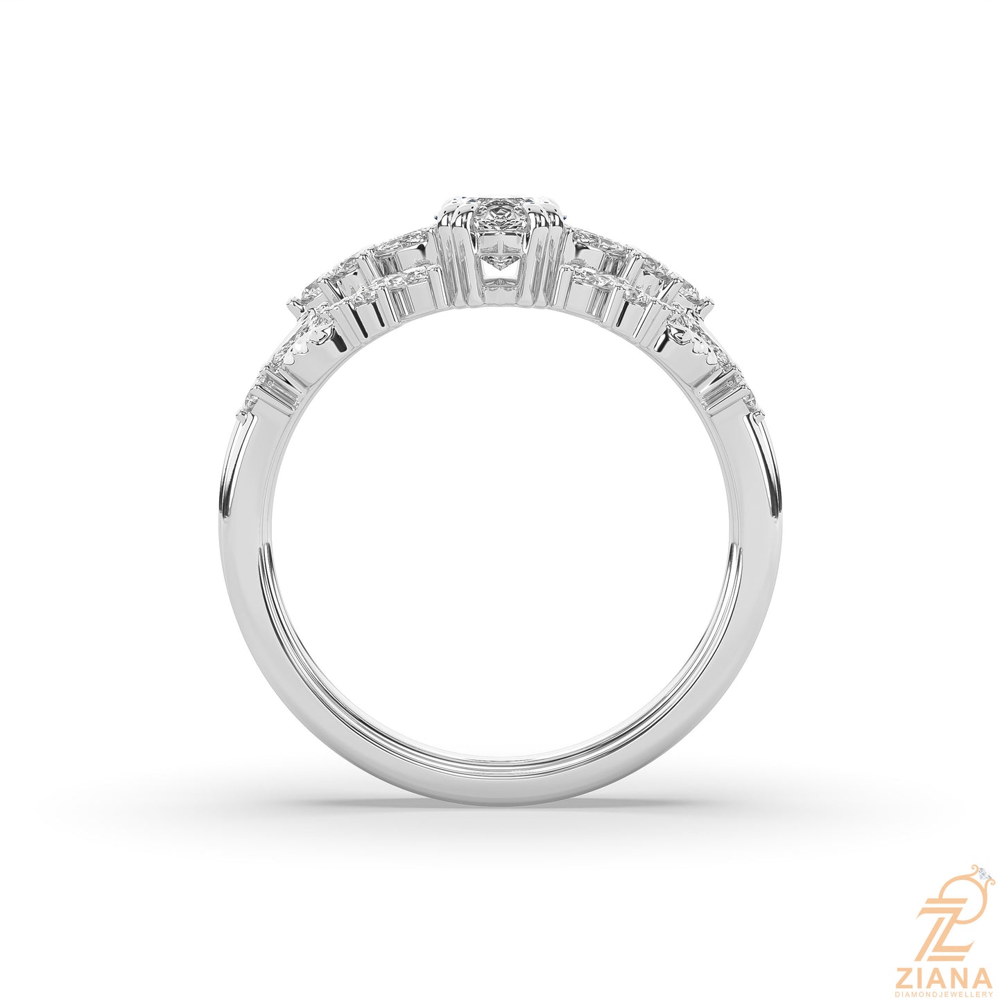 marquise diamond engagement ring set