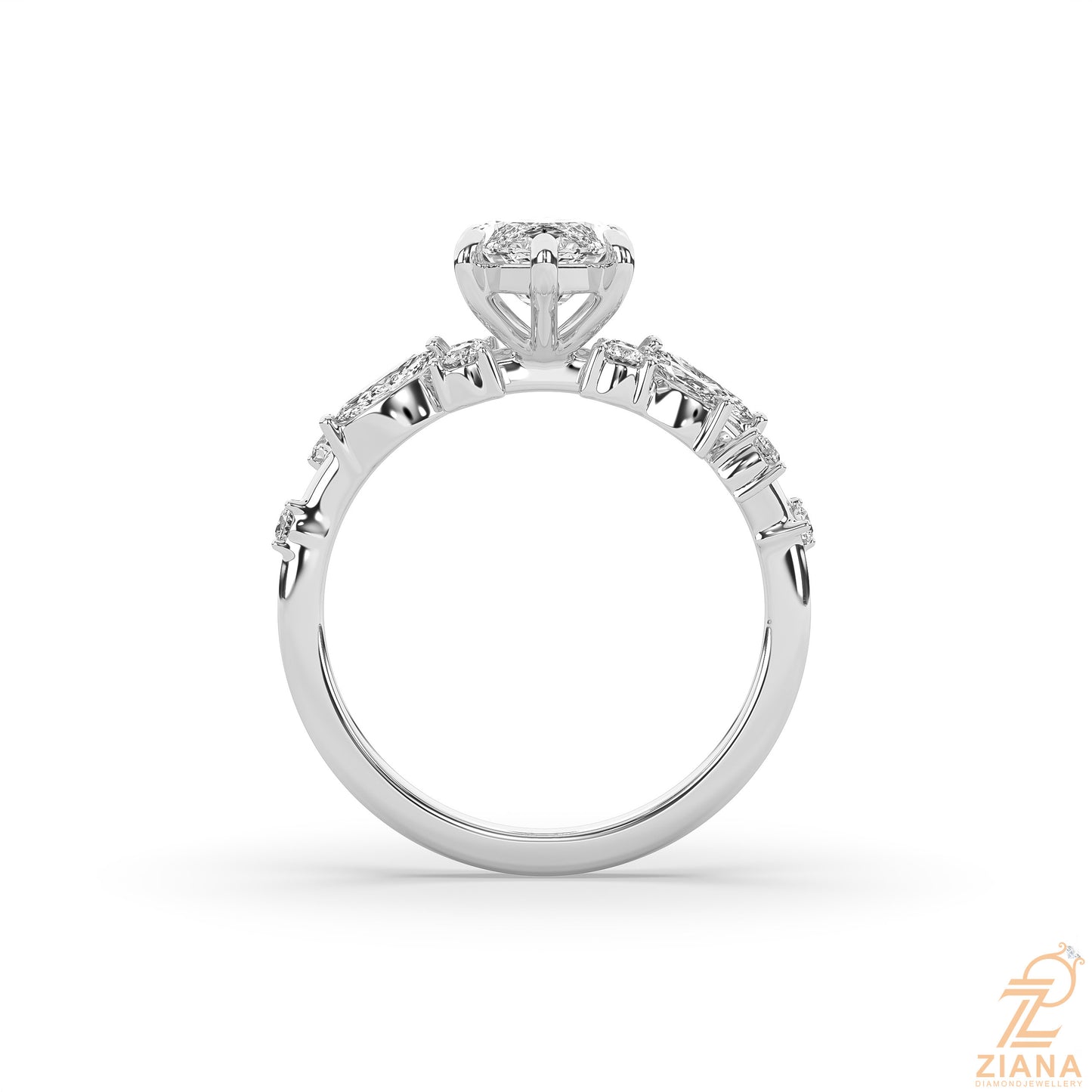 marquise diamond floral engagement ring