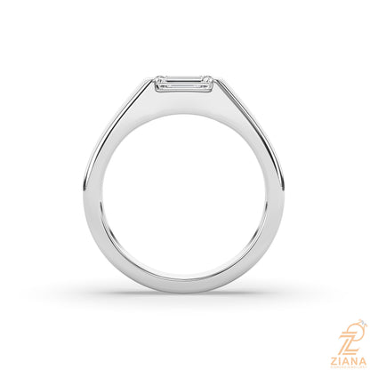 Emerald Cut Solitaire Signet Ring