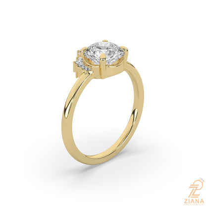 Round Brilliant Diamond Floral Halo Engagement Ring