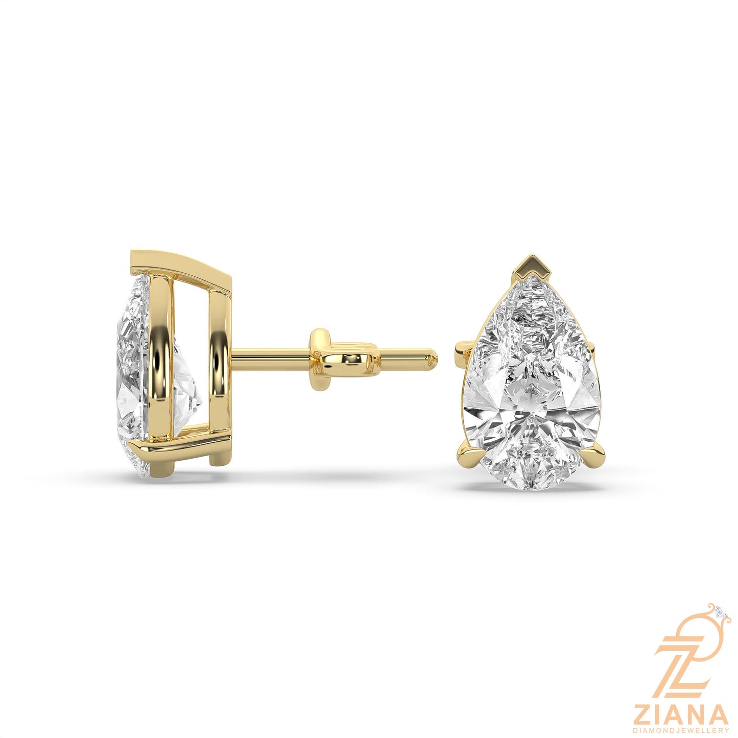 pear cut solitaire diamond stud earrings