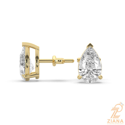 Pear Cut Solitaire Diamond Stud Earrings