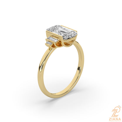 Emerald Cut Three Stone Lab Grown Diamond Engagement Ring