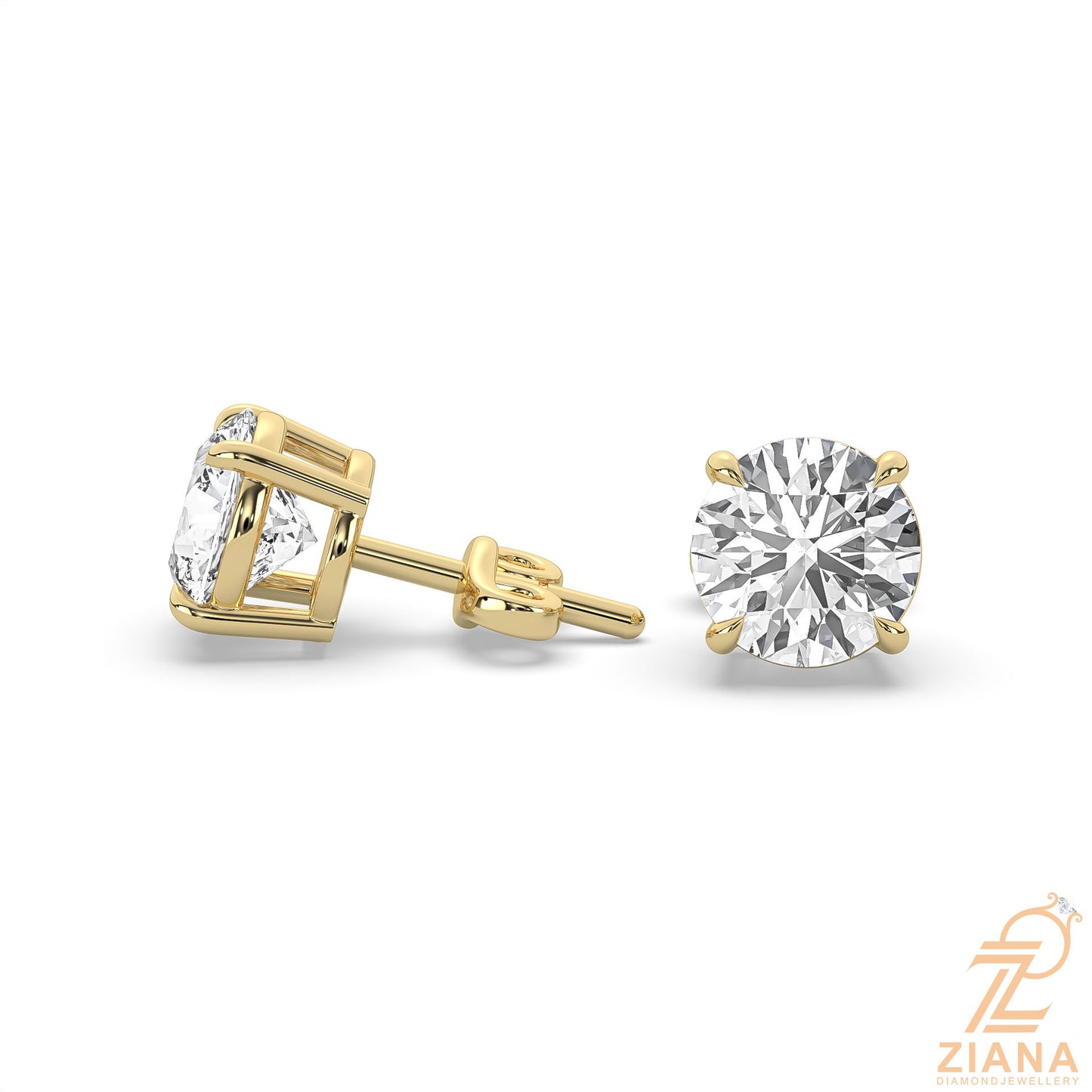 round brilliant solitaire diamond stud earrings