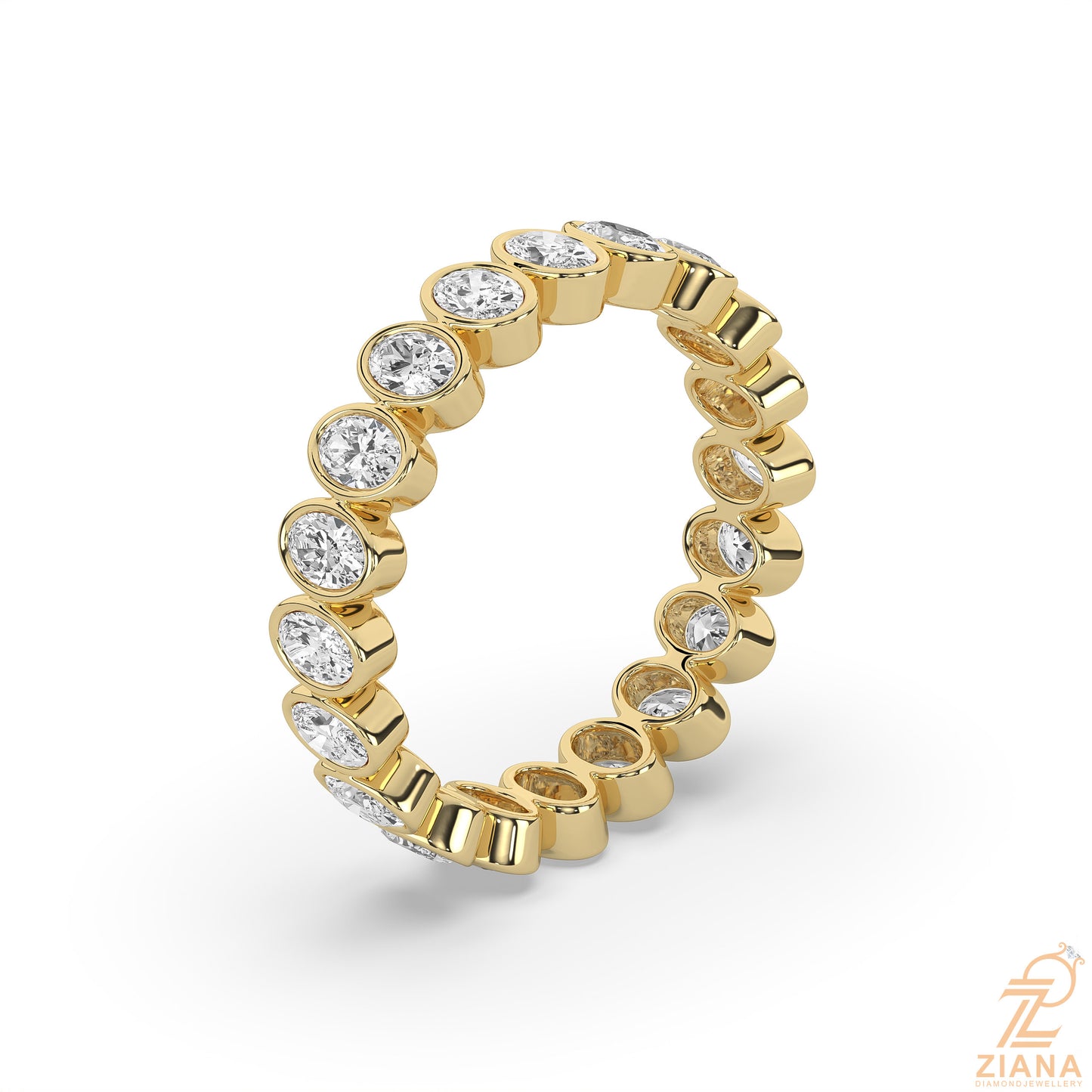 oval bezel set diamond eternity ring