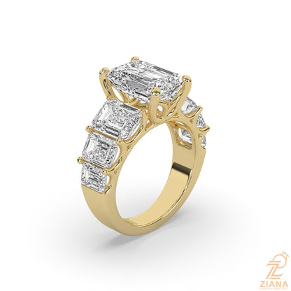 Emerald Cut Diamond Seven Stone Engagement Ring