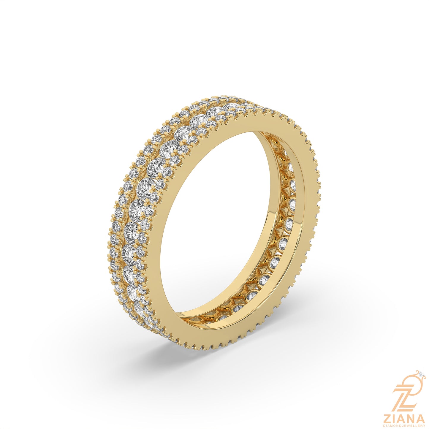multi row diamond wedding band