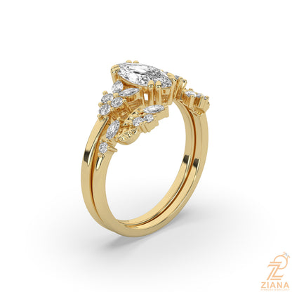 Marquise Diamond Engagement Ring Set