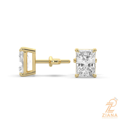 Radiant Cut Solitaire Diamond Stud Earrings
