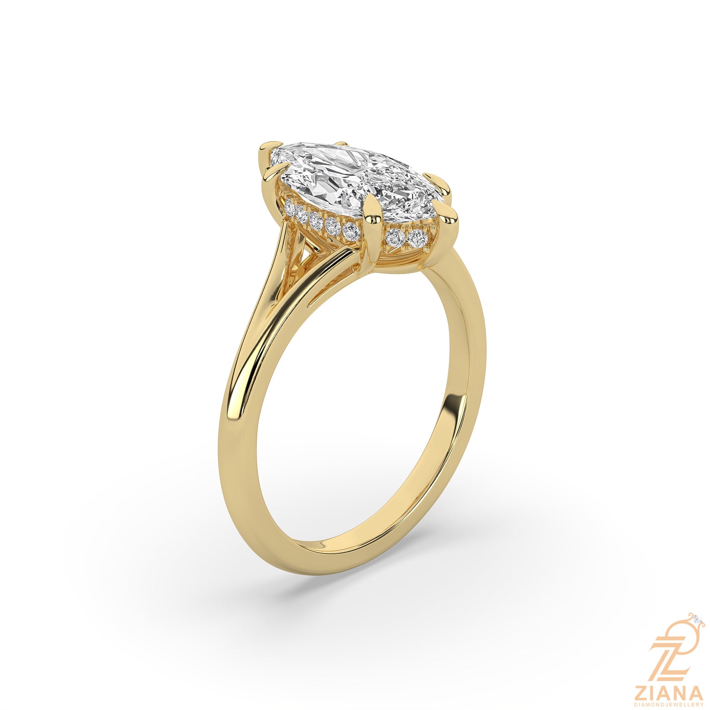 marquise solitaire diamond engagement ring