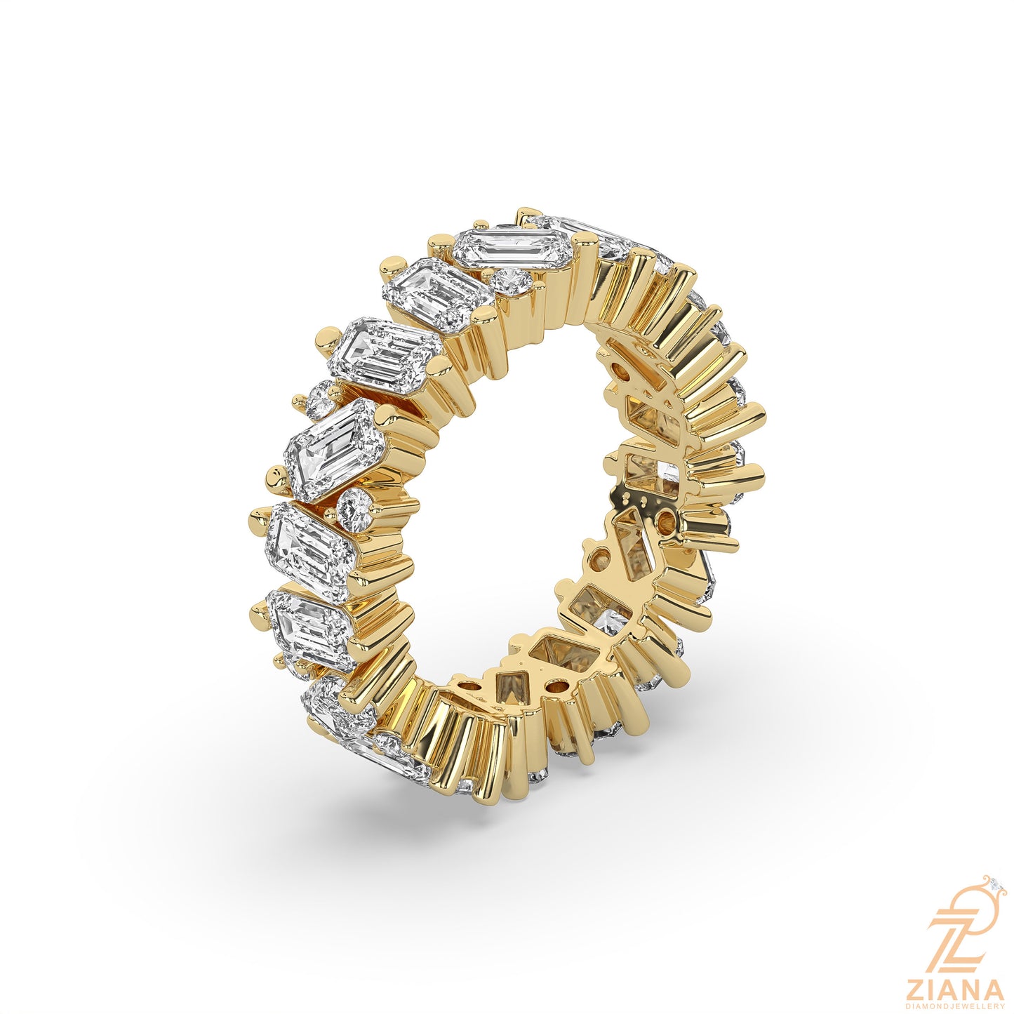 emerald cut diamond eternity ring
