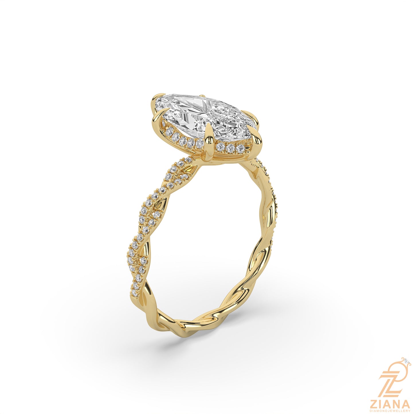 twisted marquise diamond engagement ring