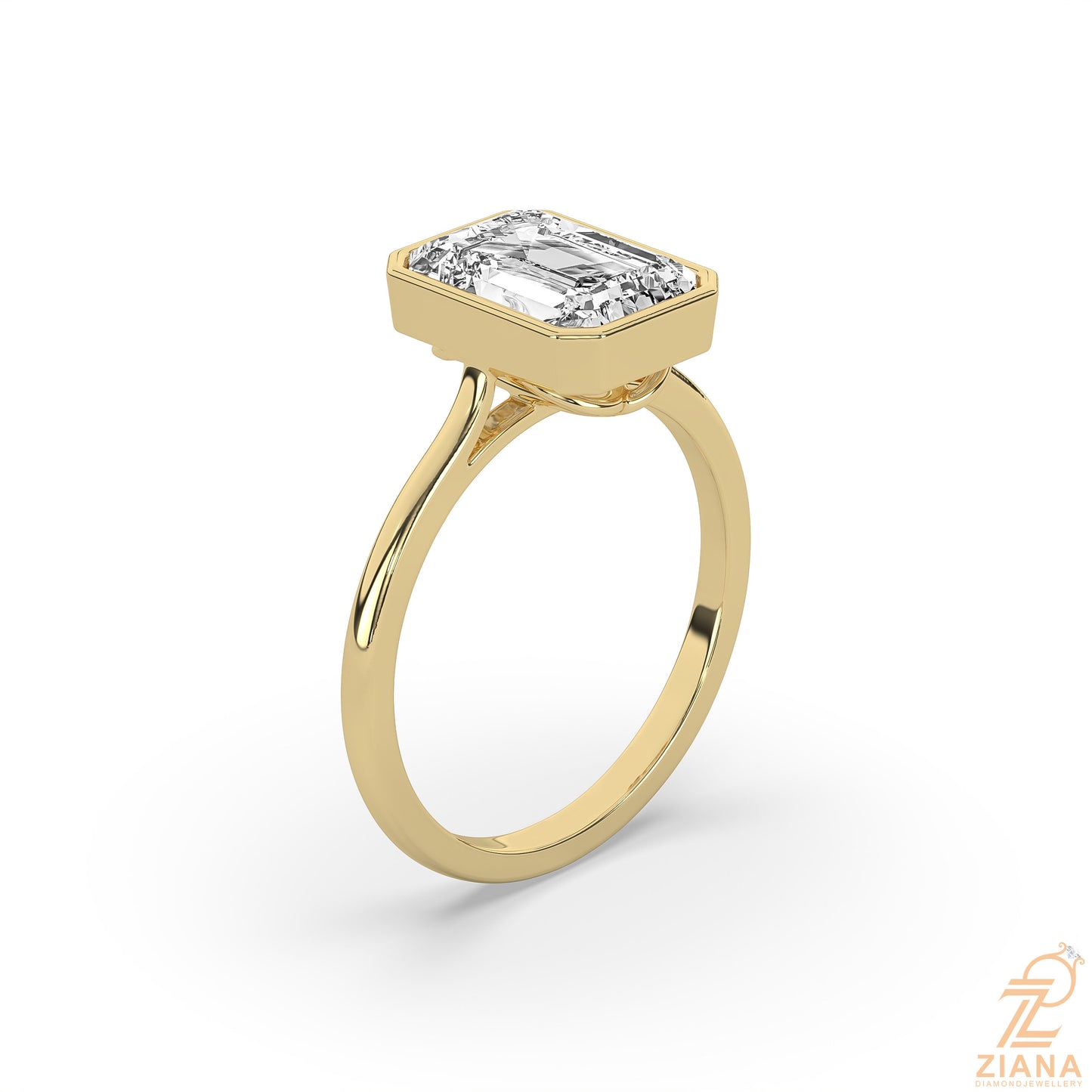 radiant cut bezel set solitaire engagement ring