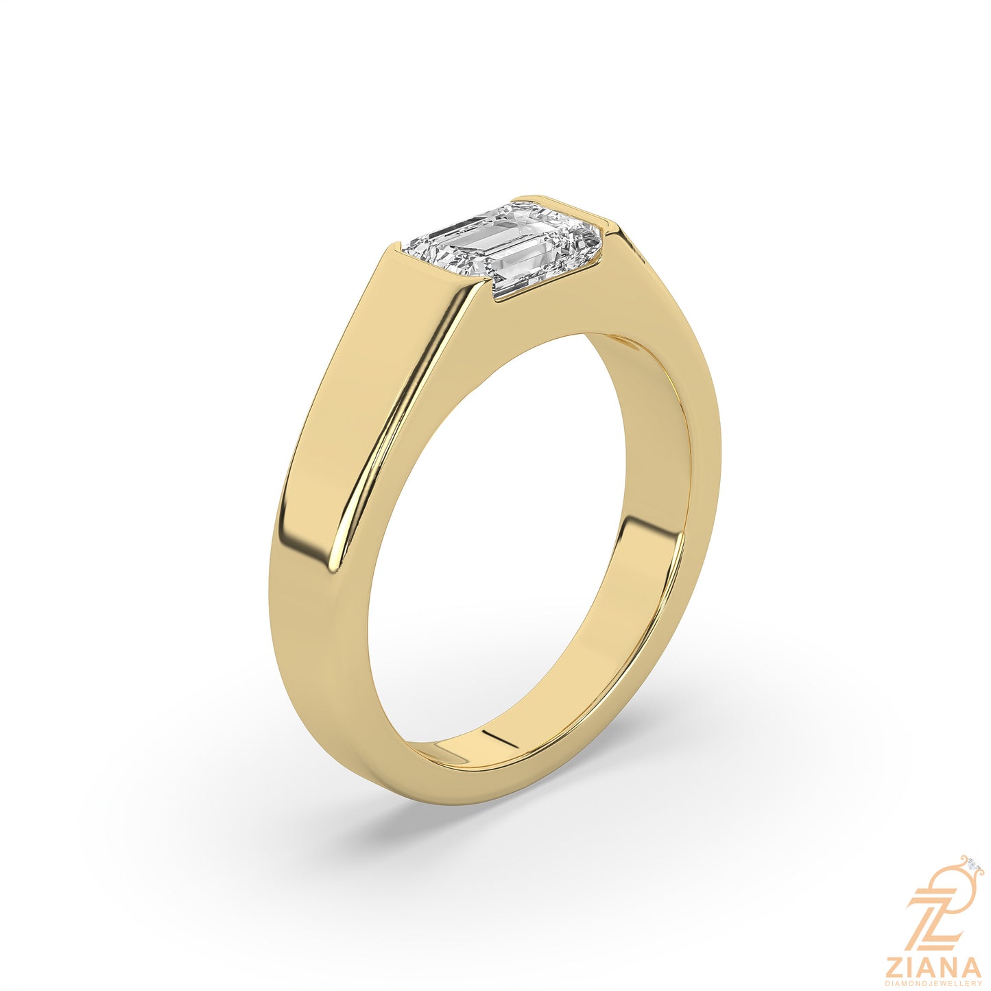 emerald cut solitaire signet ring
