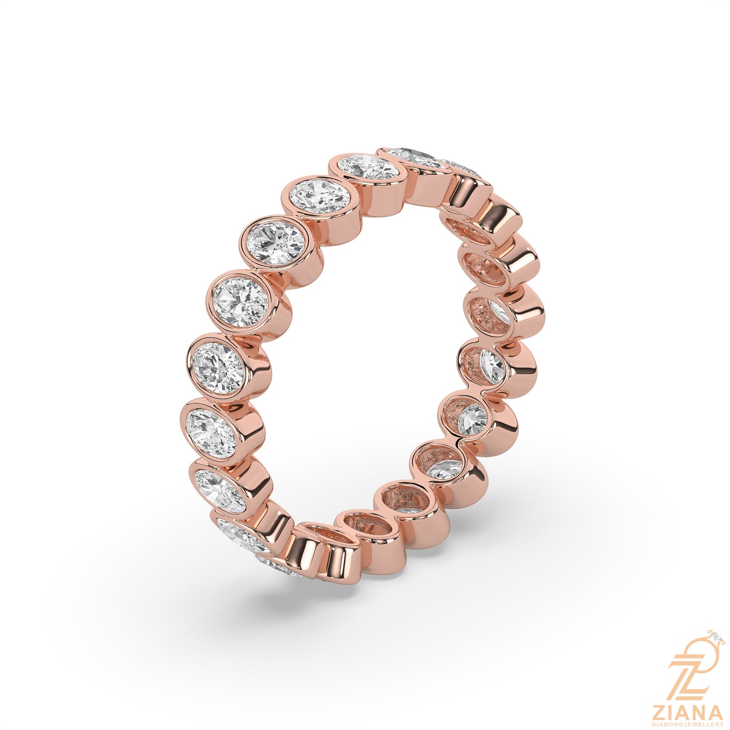 oval bezel set diamond eternity ring