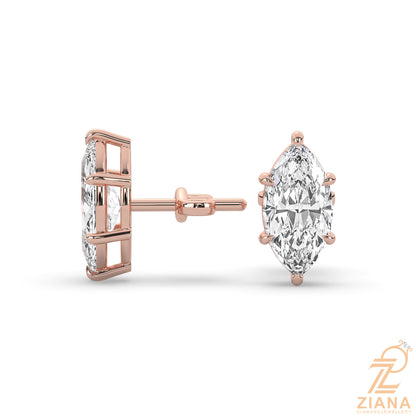 Marquise Cut Solitaire Diamond Stud Earrings