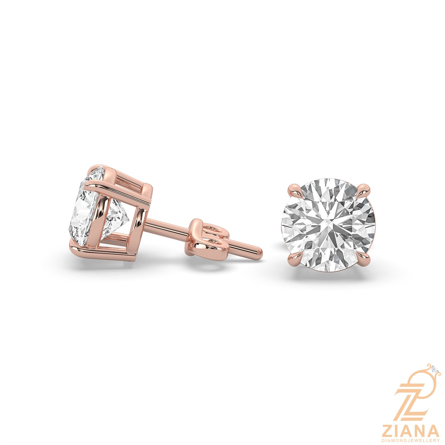 round brilliant solitaire diamond stud earrings