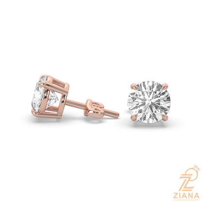 Round Brilliant Solitaire Diamond Stud Earrings