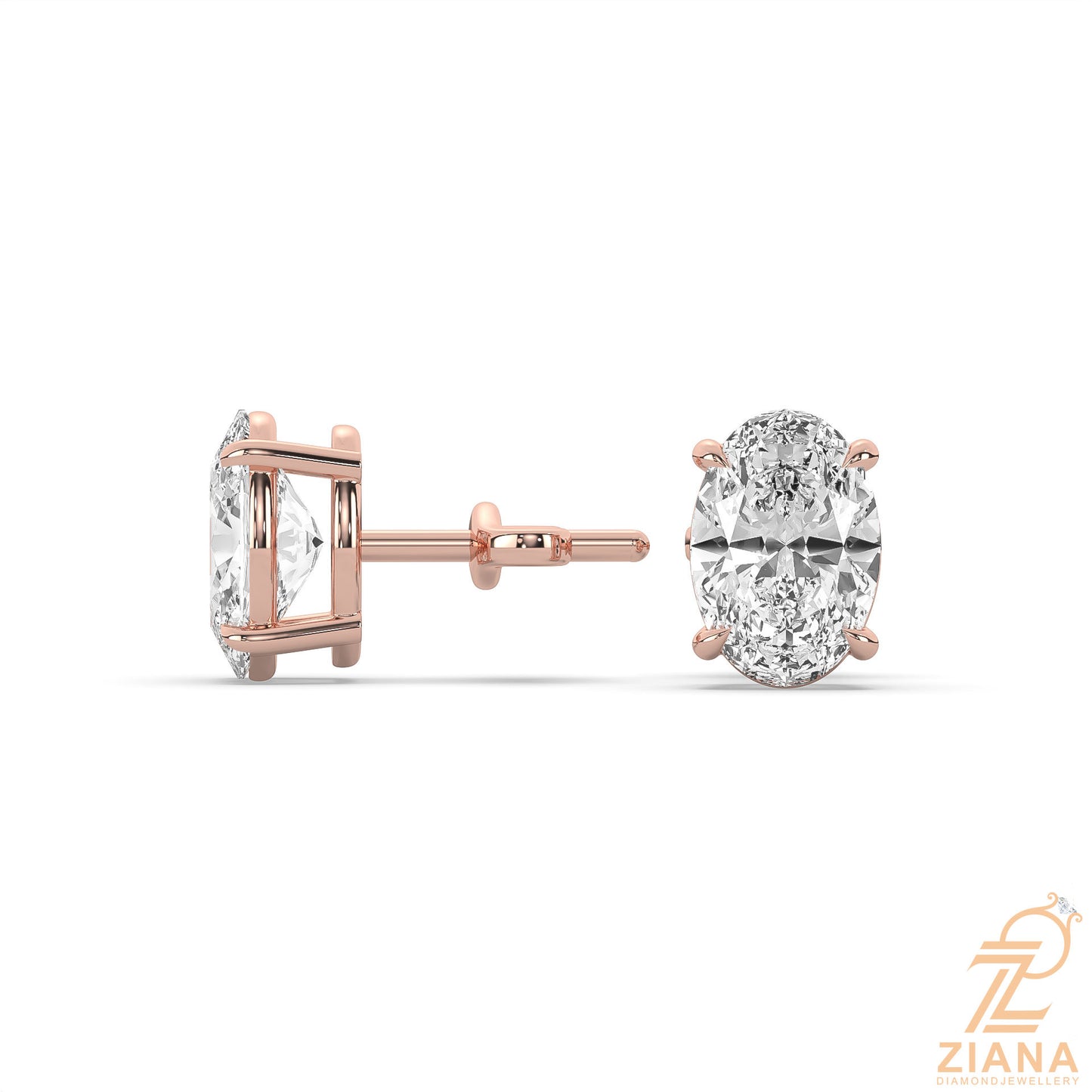 oval cut solitaire diamond stud earrings
