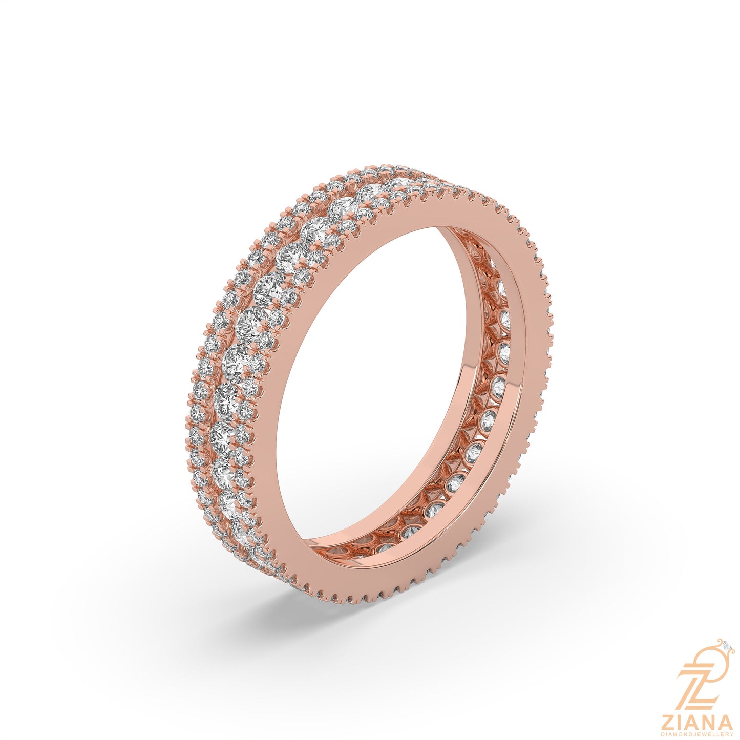 multi row diamond wedding band