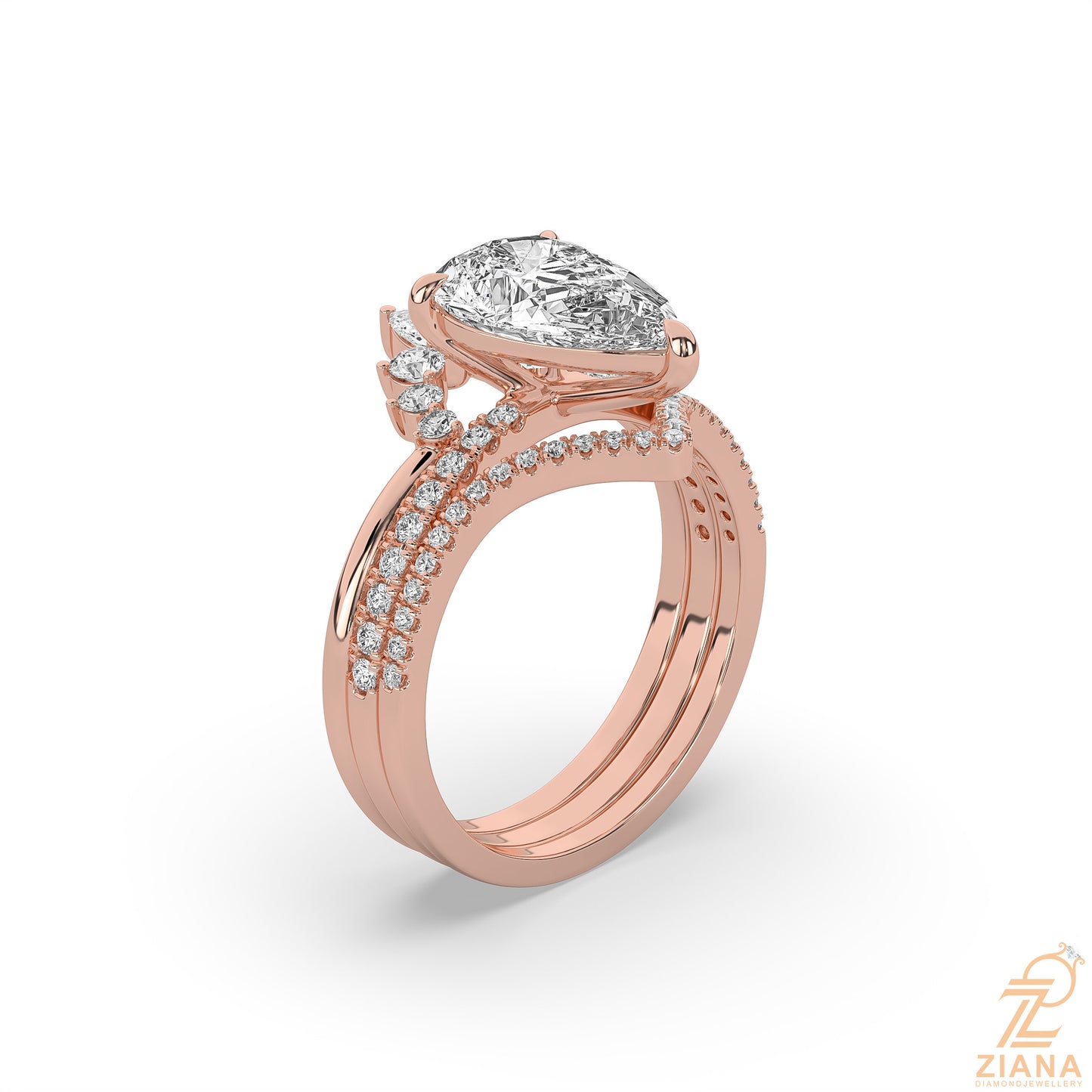 pear diamond engagement ring set