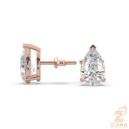 Pear Cut Solitaire Diamond Stud Earrings