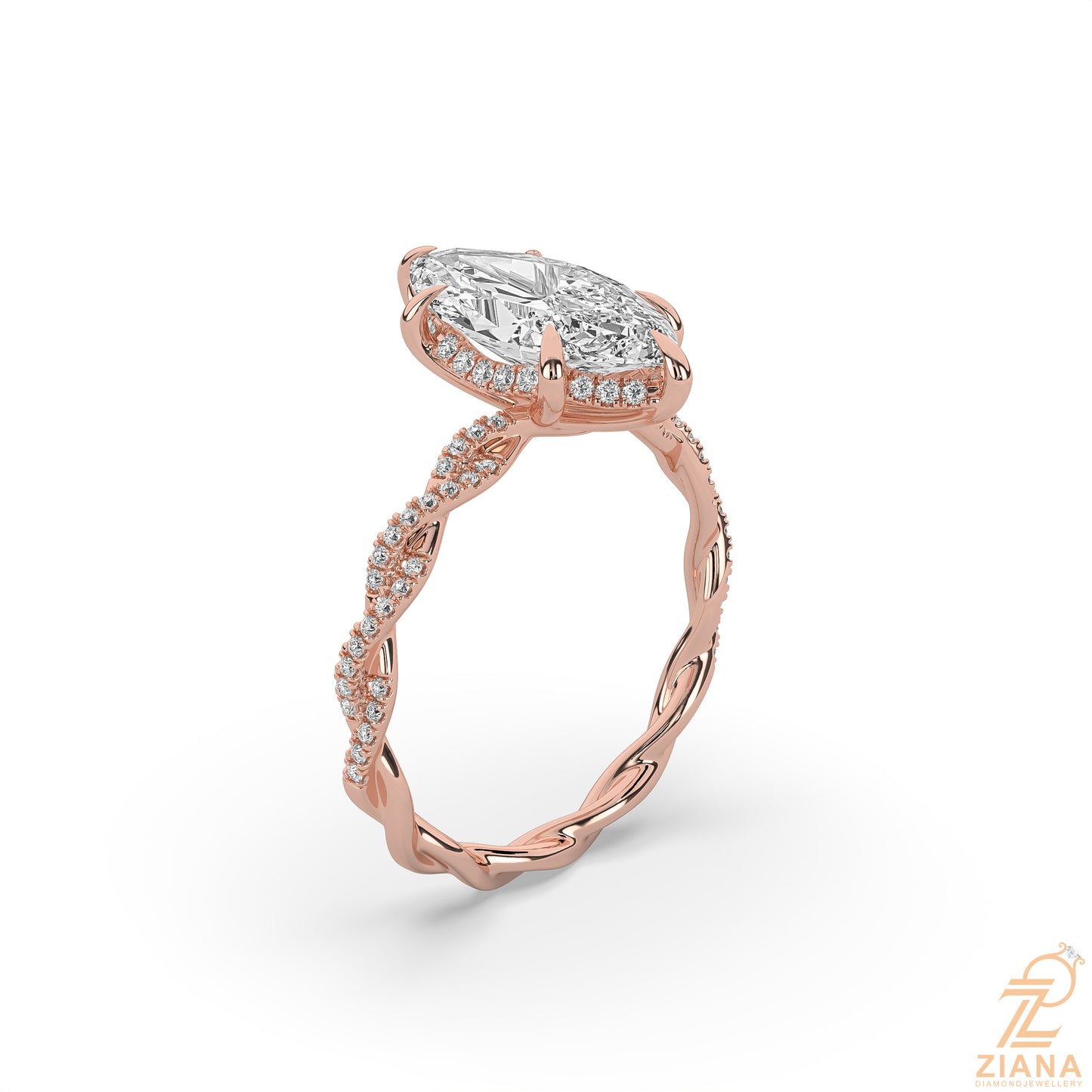 twisted marquise diamond engagement ring