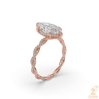 Twisted Marquise Diamond Engagement Ring